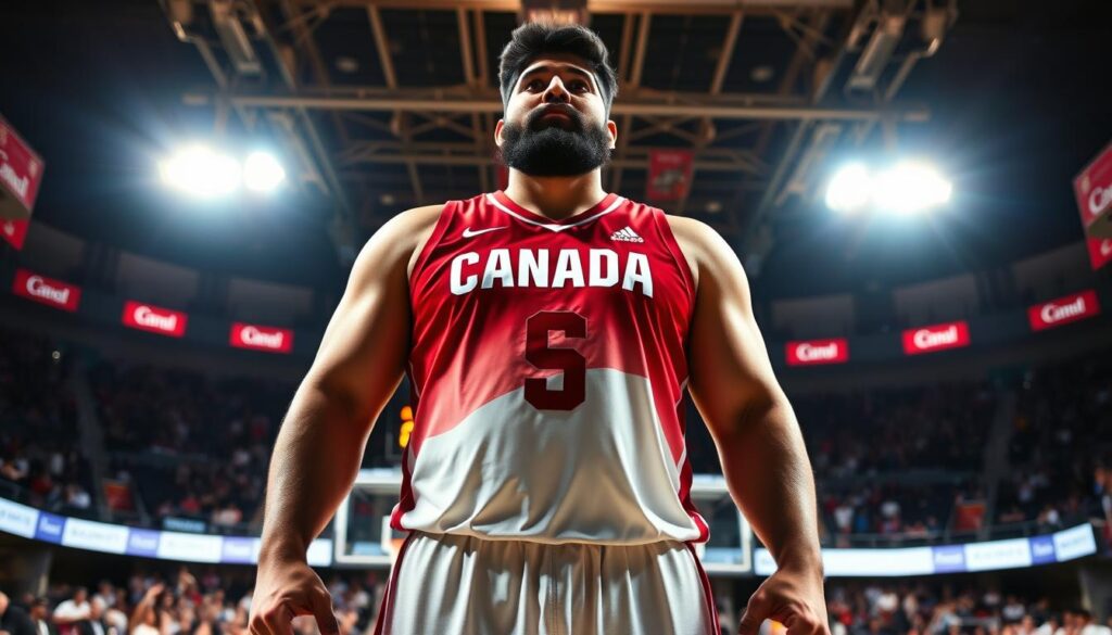 Sim Bhullar dengan timnas Kanada Sim Bhullar dengan timnas Kanada